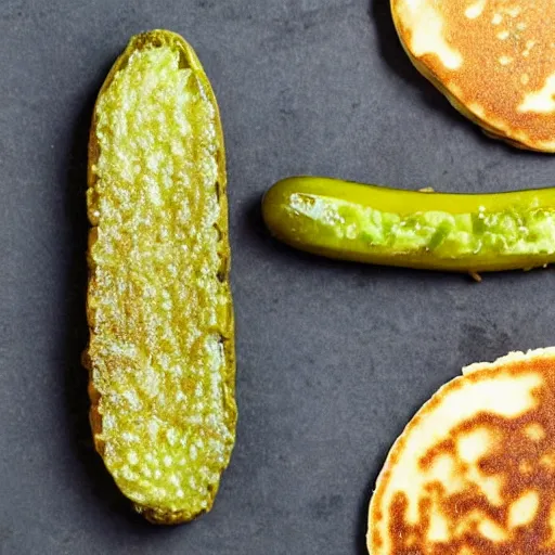 Prompt: a cross between a pickle and a pancake
