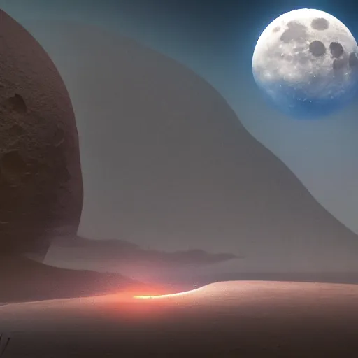Image similar to the moon slams into Earth, matte painting, trending on ArtStation