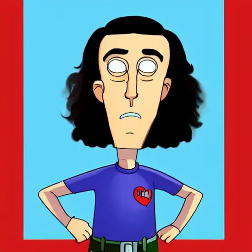 Image similar to weird al in the art style of american dad, cartoon