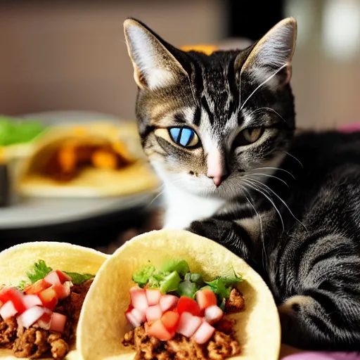 Image similar to a cat eating a taco