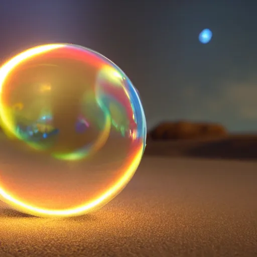 Image similar to Soap Bubbles floating in air filled neon sand gas made out of pulver, pulver floating around, night, Unity particle system, Unreal Engine 5 showcase, 40nm, shallow depth of field, split lighting, 4k,