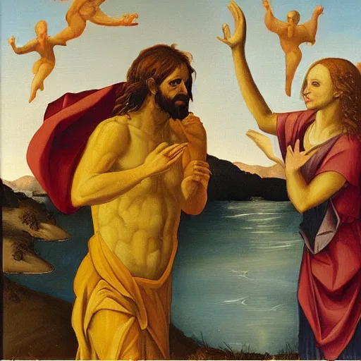 Image similar to the baptism of christ. oil on panel.