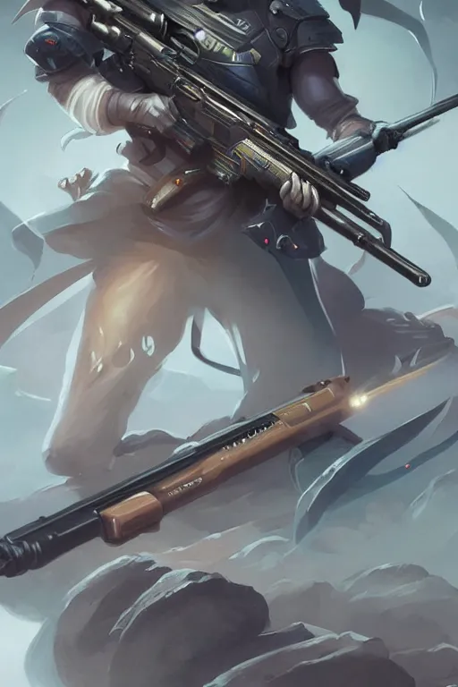 Image similar to Magical Blackhole Rifle, Professional Illustration by ArtGerm and Peter Mohrbacher, weapon design, ultra detailed, cinematic lighting