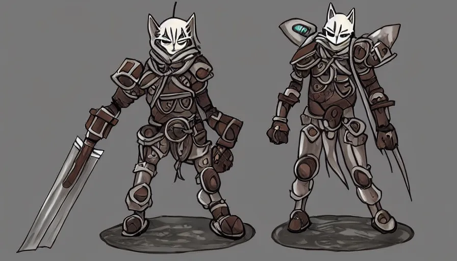 Image similar to warforged druid anime knight, cat man