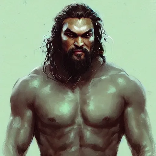 Image similar to “ portrait of jason momoa by greg rutkowski, young, attractive, highly detailed portrait, scifi, digital painting, artstation, concept art, smooth, sharp foccus ilustration, artstation hq ”