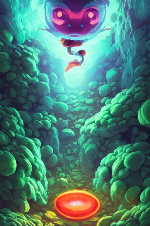 Image similar to smurf ghost creature animal sushi cristal very big eye roots cactus elemental flush of force nature micro world fluo fishscale, behance hd by jesper ejsing, by rhads, makoto shinkai and lois van baarle, ilya kuvshinov, rossdraws radiating a glowing aura global illumination ray tracing hdr