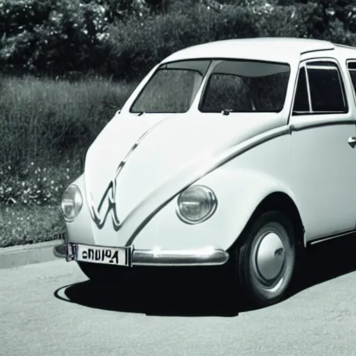 Prompt: A Volkswagen Type 1 produced by Citroën in the production year of 1949, promotional photo