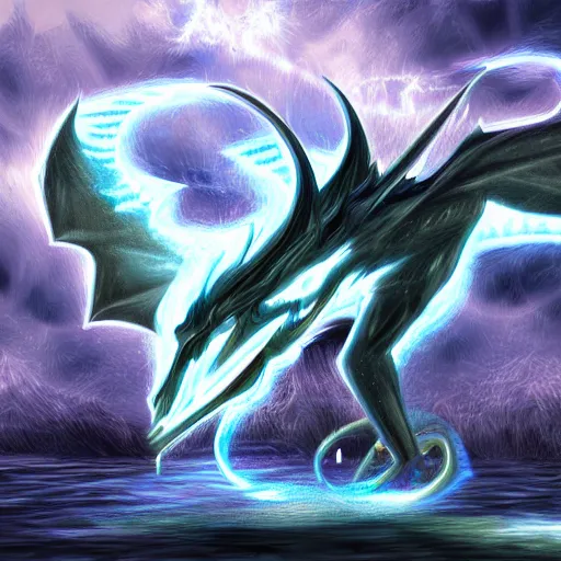 Image similar to A lightning breathing dragon, digital art W- 832