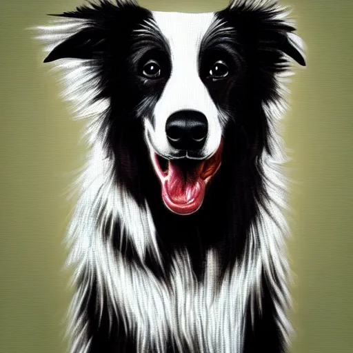 Prompt: portrait of border collie in knight armor. rembrandt style. photorealistic. high details. artstation trending.