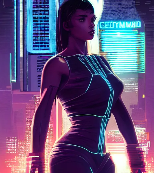 Image similar to cable plugged in, side of head, very very beautiful woman, cyberdeck computer terminal, street level night city, 1 9 7 9 omni magazine cover, style by vincent di fate, artgerm, cyberpunk 2 0 7 7, very coherent, detailed, 4 k resolution, unreal engine, daz