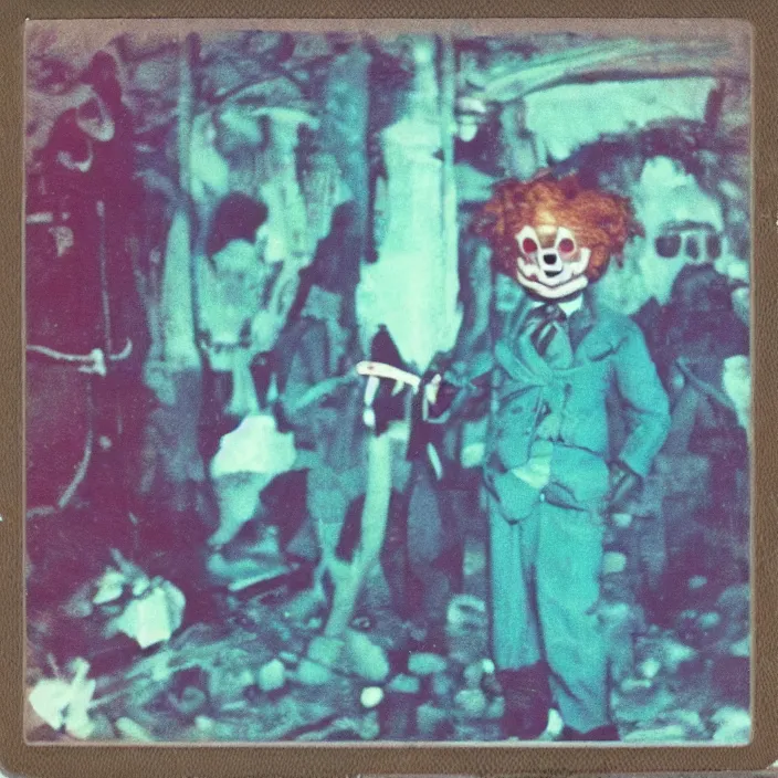 Prompt: color Polaroid of candy man doing the death stare in candy land ,creepy pasta