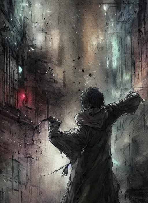 Image similar to portrait, The last spark of color lays in the heart of a poet walking through a grey world, watercolor, dramatic lighting, cinematic, establishing shot, extremely high detail, foto realistic, cinematic lighting, pen and ink, intricate line drawings, by Yoshitaka Amano, Ruan Jia, Kentaro Miura, Artgerm, post processed, concept art, artstation, matte painting, style by eddie mendoza, raphael lacoste, alex ross