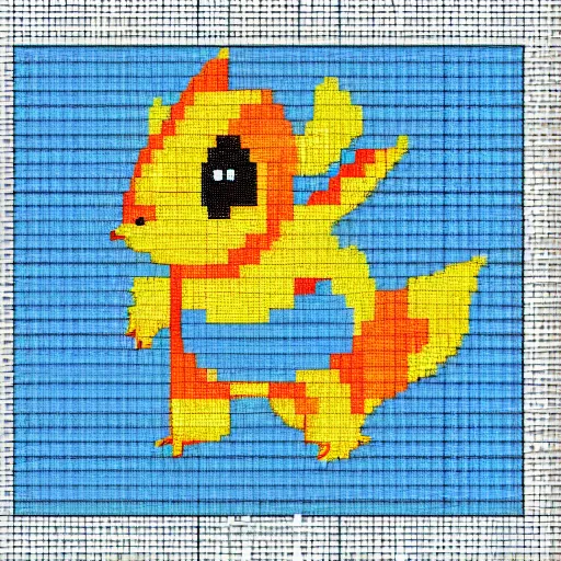 Prompt: Mudkip. Cross-stitch style