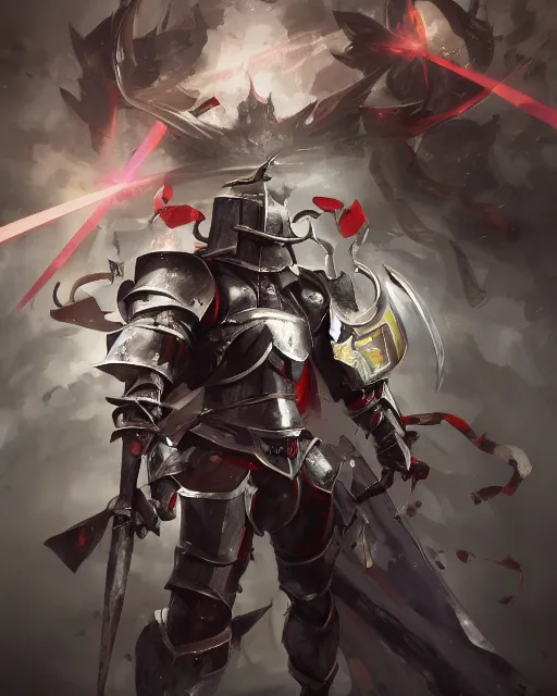 Prompt: an anime portait shogun knight with a laser halberd, dark metal armor, and a tattered cape, by stanley artgerm lau, wlop, rossdraws, james jean, andrei riabovitchev, marc simonetti, and sakimichan, trending on artstation