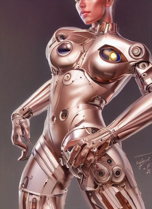 Image similar to fully body, stunningly beautiful woman cyborg by sorayama, intricate, highly detailed, centered, digital painting, artstation, concept art, smooth, sharp focus, illustration, artgerm, donato giancola, Joseph Christian Leyendecker, WLOP, Artgerm