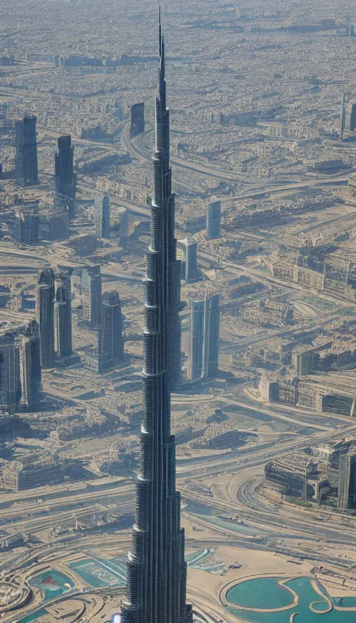 Image similar to the burj khalifa in paris. looking like the eiffel tower