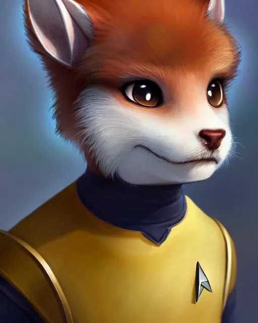 Image similar to character concept art of a cute young male anthropomorphic startrek furry | | cute - fine - face, pretty face, key visual, realistic shaded perfect face, fine details by stanley artgerm lau, wlop, rossdraws, james jean, andrei riabovitchev, marc simonetti, and sakimichan, trending on artstation