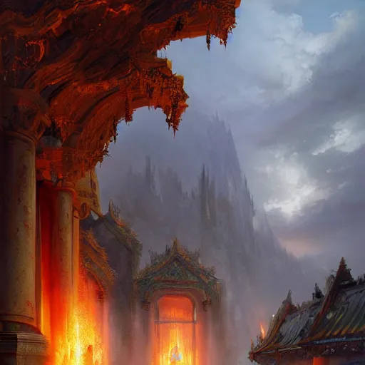 Prompt: gates of heaven, by greg rutkowski, sung choi, photo realistic, 8 k, cinematic lighting, hd, atmospheric, hyperdetailed, trending on artstation, devainart, digital painting, glow effect