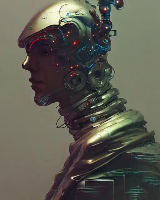 Image similar to cyberpunk man made of metallic wires and carbon fiber, photorealism, peter mohrbacher, artstation