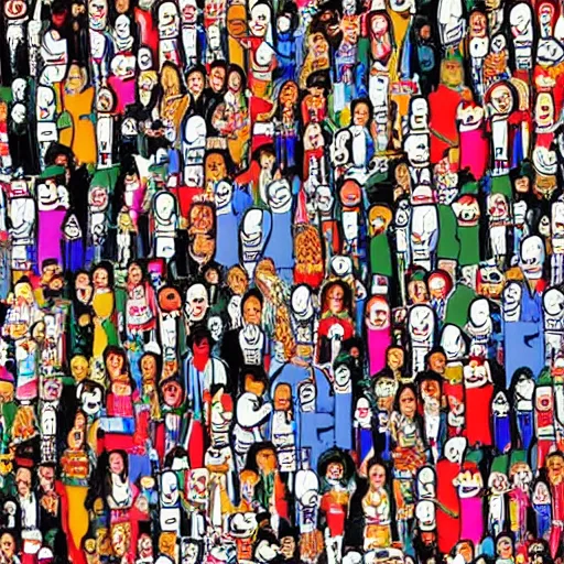 Image similar to where's waldo, crt televisions, miguel alandia pantoja