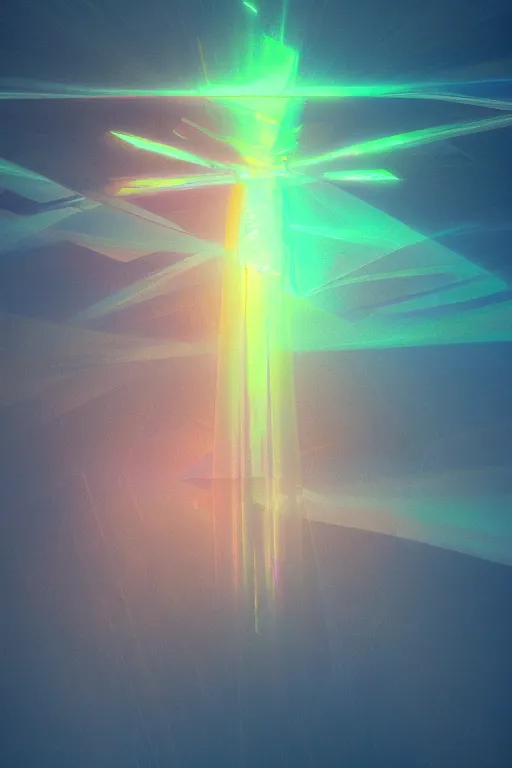 Image similar to iridescent light fractals, futurism, 80s, art, moody, light rays, artstation, simple colors, 8K, realism photo