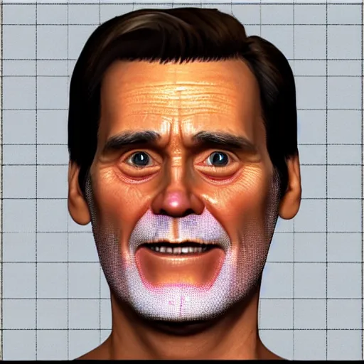 Prompt: UV Texture map of jim carrey face, game textures, call of duty textures