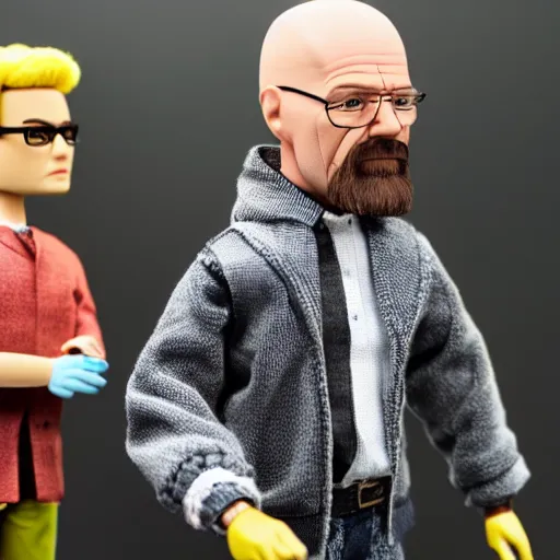 Image similar to walter white as a barbie doll, toy, photography, depth of field,