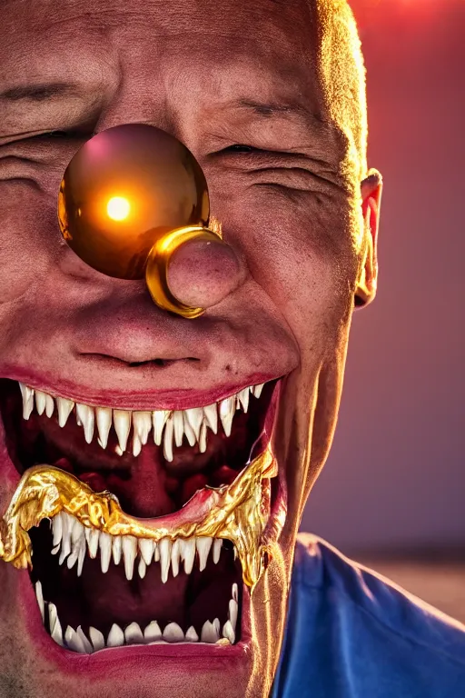 Prompt: a photograph of a man unhinging his jaw to eat the sun, 4 k image, golden hour, sigma lens, sourced by nasa, drone photograph, real, scary