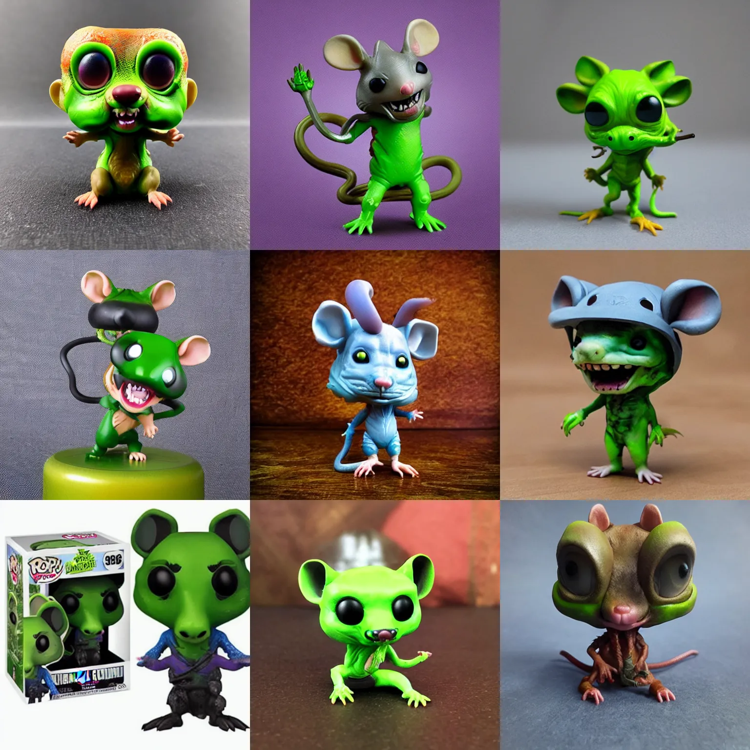 Prompt: rat riding ooze funko pop, photorealistic, highly detailed