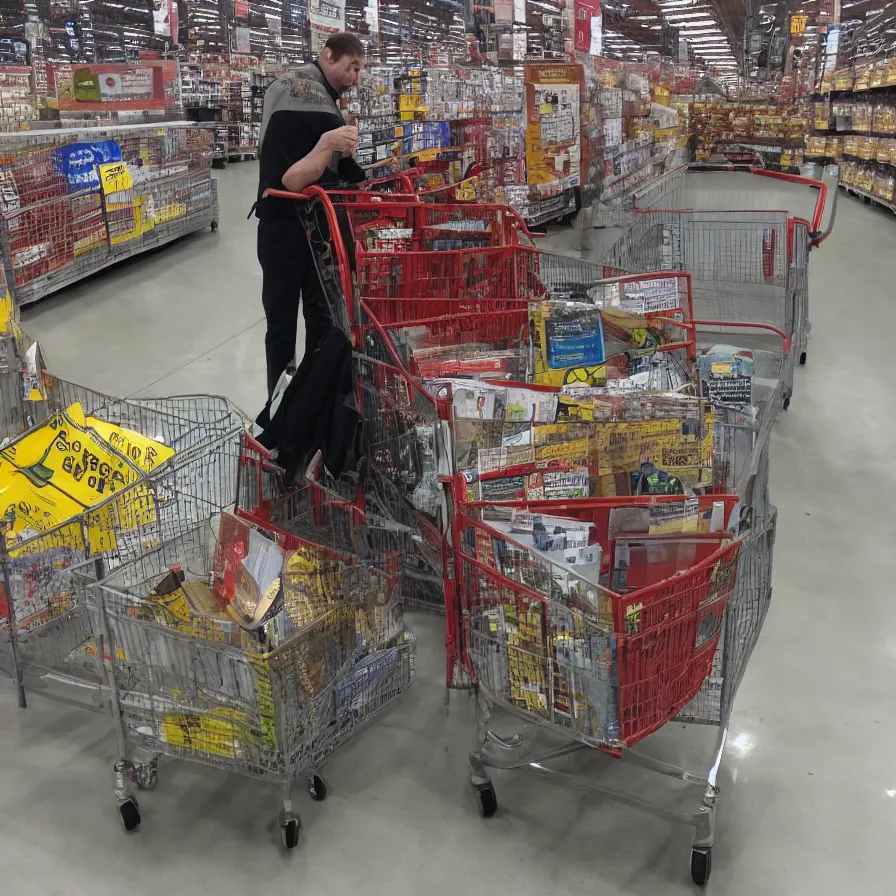 Image similar to mothman pushing a cart in costco, high definition, national geographic, award winning, nature photo, 8k