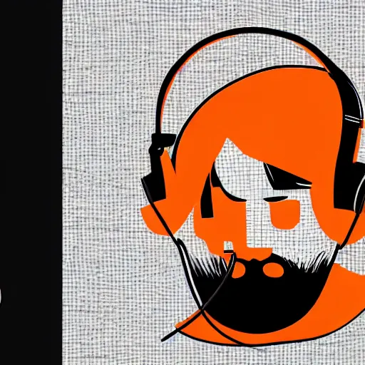 Image similar to streamer on twitch with black hat, stubble, ginger hair, orange hair, black cap, stubbles, red headphones, in the style of tatsuro kiuchi, art, abstract