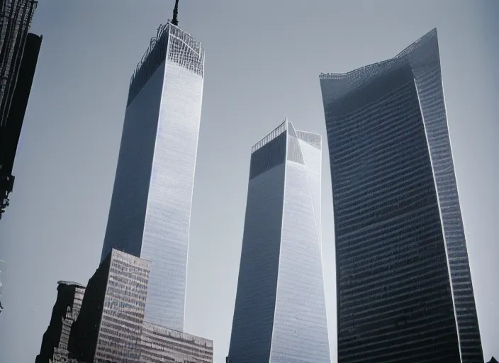 Image similar to portrait the twin towers new york city, canon eos c 3 0 0, ƒ 1. 8, 3 5 mm, 8 k, medium - format print,