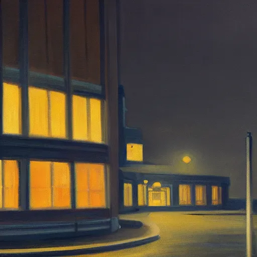 Prompt: a moody city painting at night in the style of Edward Hopper, 4k,