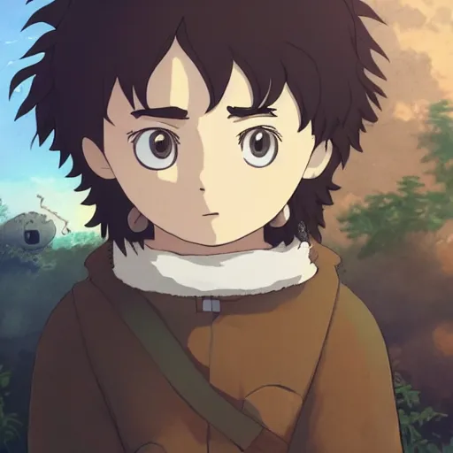 Prompt: friendly guy and small creature , with Fragile looking character portrait face made in Studio Ghibli art ,highly detailed art, beautiful scene, sharp focus, smooth, 8k, anime art,