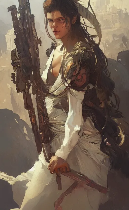 Prompt: a person that is themed like israel, highly detailed, digital painting, artstation, concept art, sharp focus, illustration, art by greg rutkowski and alphonse mucha