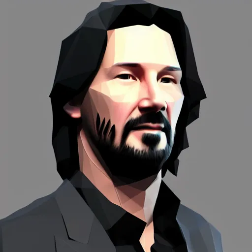 Image similar to low poly isometric render of Keanu Reeves