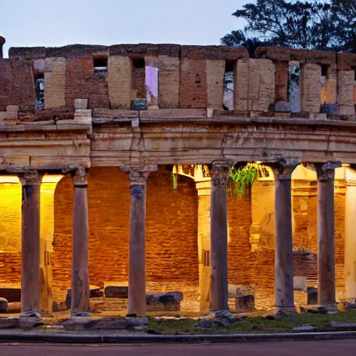 Prompt: Photograph of ancient Roman McDonalds, wideshot,longshot,fullshot.