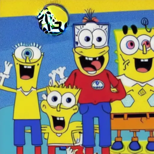 Image similar to stephen curry as a spongebob character drawn in super high resolution, hanging out with the other characters in the show