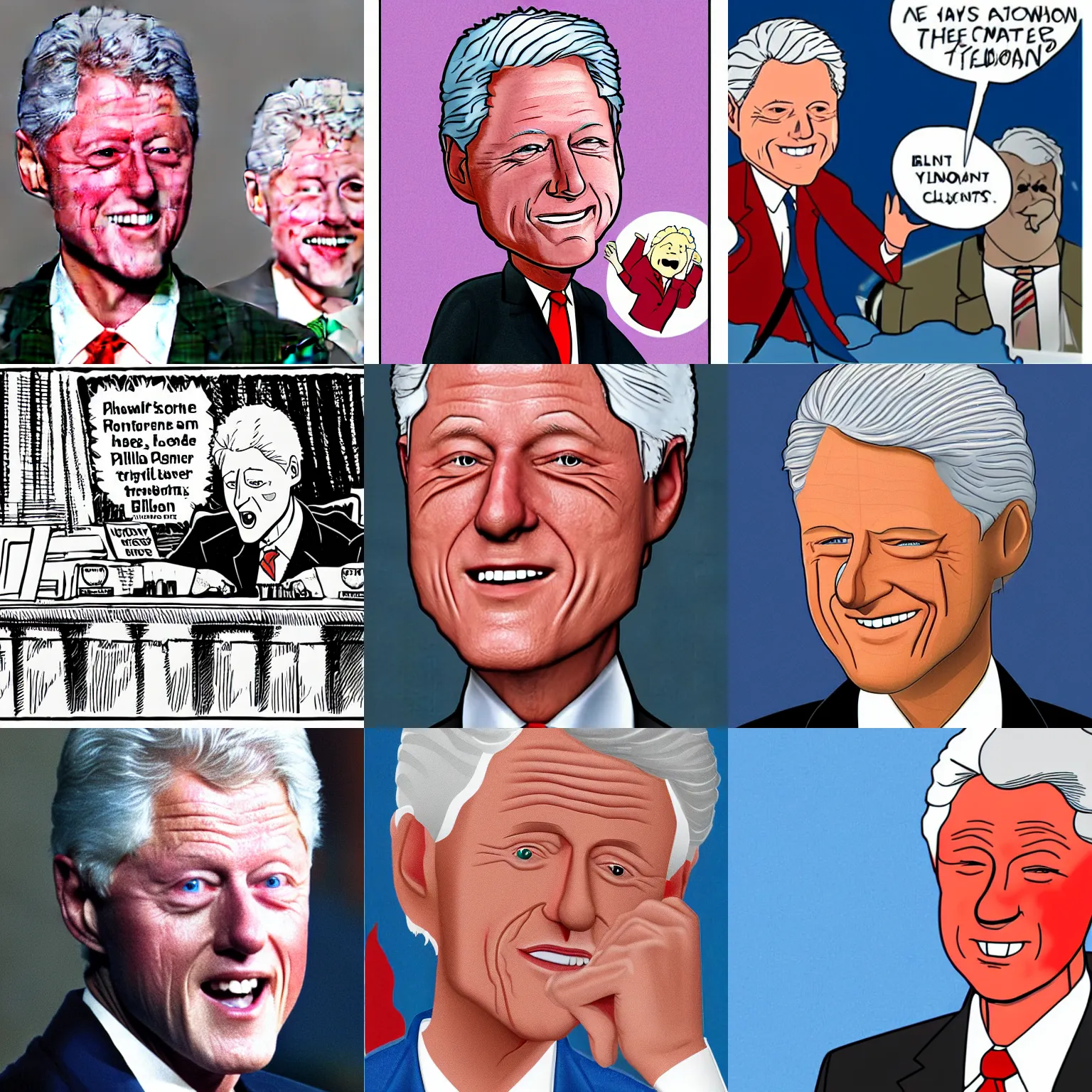 Prompt: a cartoon of Bill Clinton