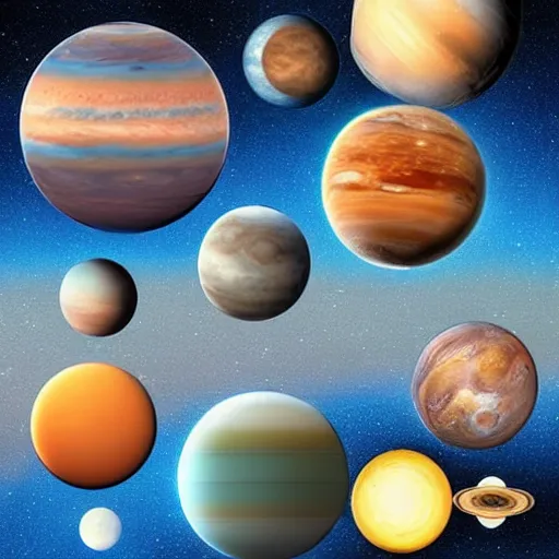 Prompt: planets under a microscope