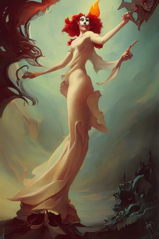 Prompt: Witch by Peter Mohrbacher in the style of Gaston Bussière, Art Deco