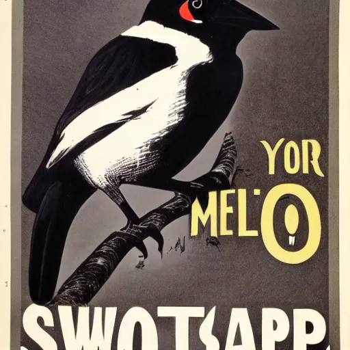 Image similar to psa poster, warning, beware of swooping magpies,