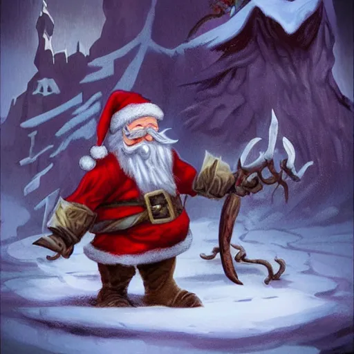 Prompt: Santa stuck in Underdark from Forgotten Realms