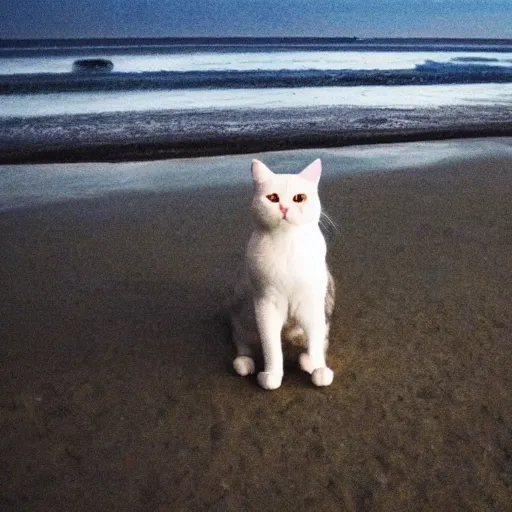 Image similar to cat in the beach lonley, night, cloudy