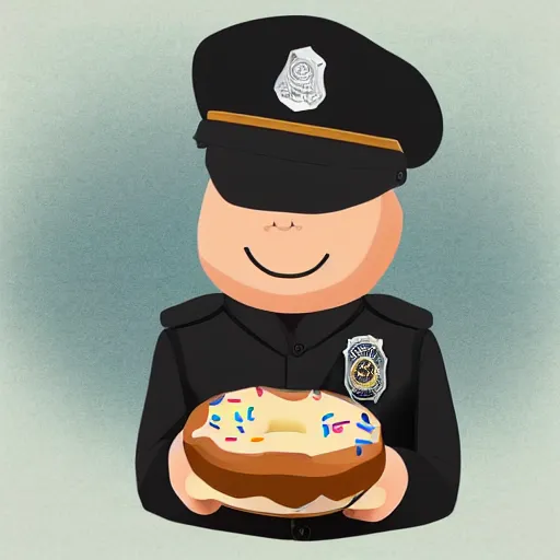 Image similar to “Donut dressed as police officer, digital art, 4k, award winning”