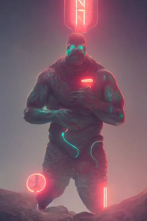 Image similar to muscular turtle man, slimy turtle man, ultra realistic digital art, character design, neon futuristic, character art by Greg Rutkowski, 4k, cinematic main character shot