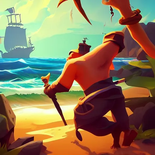 Image similar to painting treasure on sea of thieves game smooth median photoshop filter cutout vector, behance hd by jesper ejsing, by rhads, makoto shinkai and lois van baarle, ilya kuvshinov, rossdraws global illumination