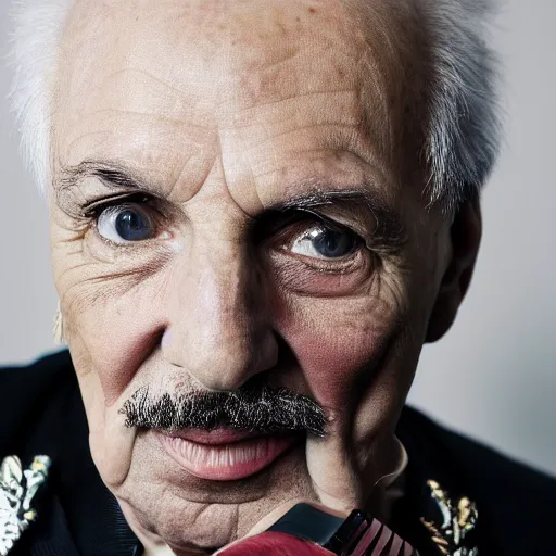 Image similar to old freddie mercury singer at age 9 0 years old, color ( sony a 7 r iv, symmetric balance, polarizing filter, photolab, lightroom, 4 k, dolby vision, photography award ), vogue, perfect face, movie poster