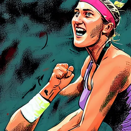 Prompt: in the style of Rafael Albuquerque comic art, Genie Bouchard winning Wimbledon.