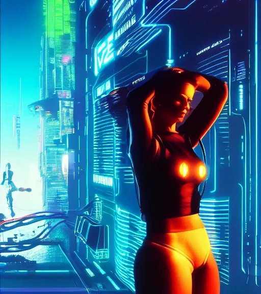 Image similar to cable plugged into cyberdeck, back of head, cyberpunk woman, computer, 1 9 7 9 omni magazine cover, style by vincent di fate, cyberpunk 2 0 7 7, 4 k resolution, unreal engine, daz